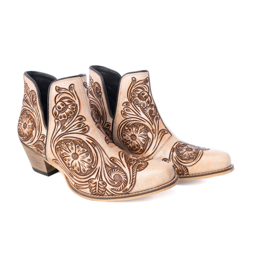 Bottines Western "Floral Heirloom" crème