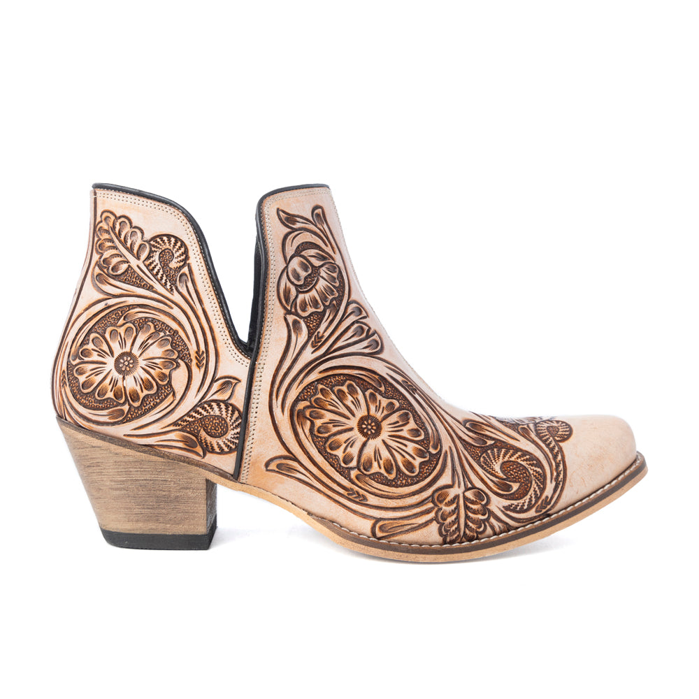 Bottines Western "Floral Heirloom" crème