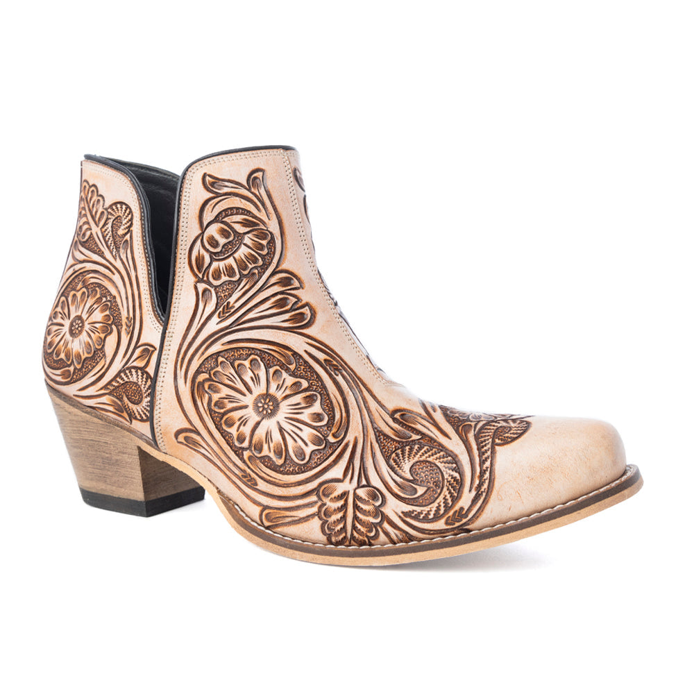 Bottines Western "Floral Heirloom" crème