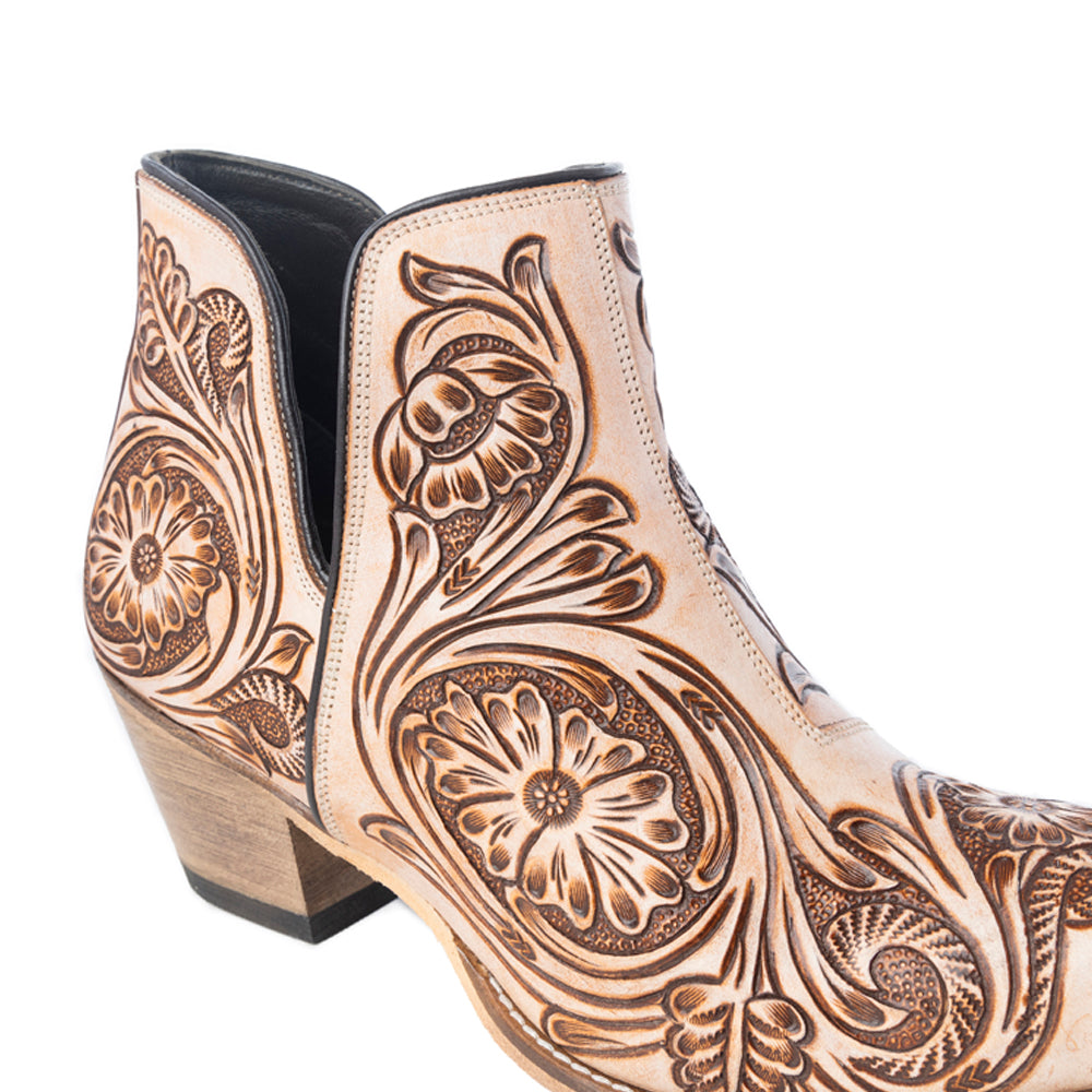 Bottines Western "Floral Heirloom" crème