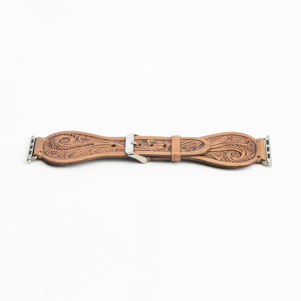 Bracelet de montre Lone Star en cuir repoussé, couleur fauve clair