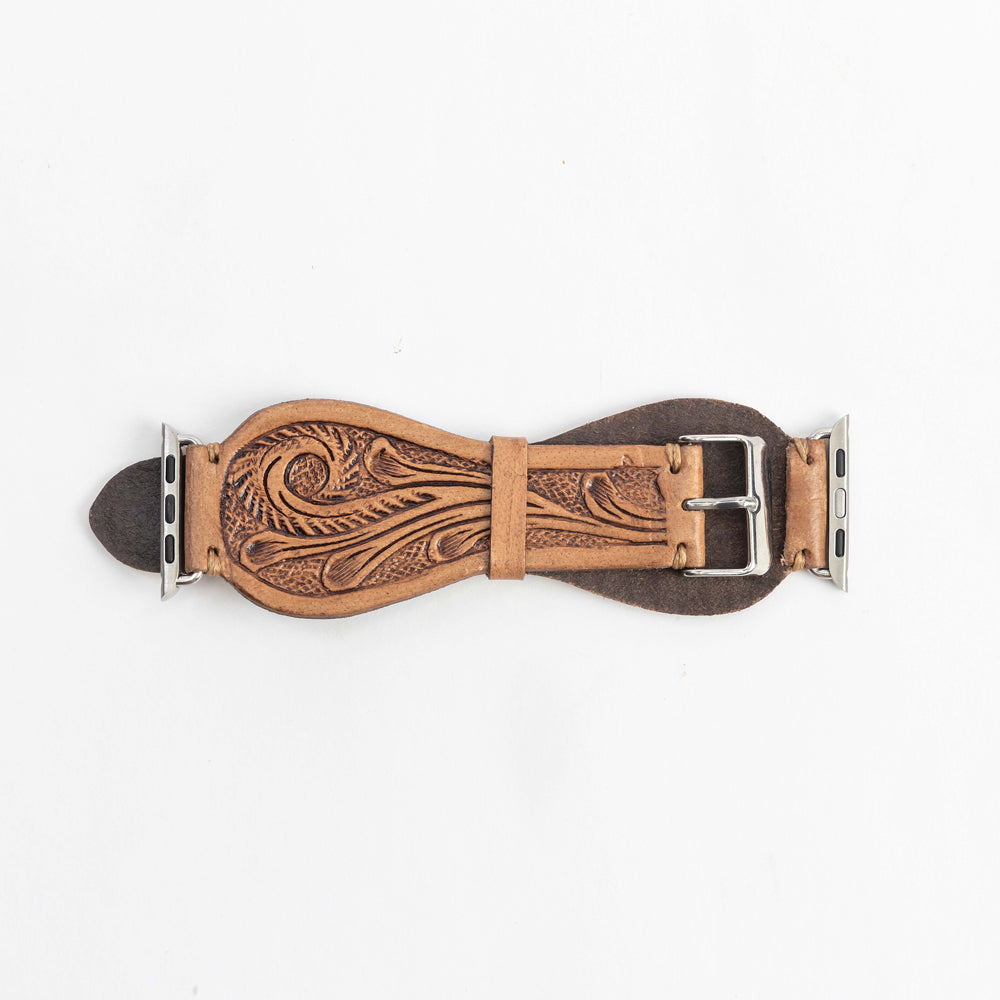 Bracelet de montre Lone Star en cuir repoussé, couleur fauve clair