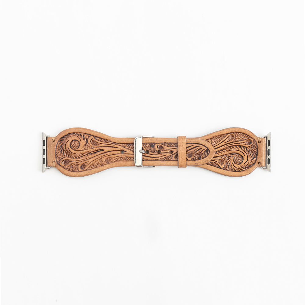 Bracelet de montre Lone Star en cuir repoussé, couleur fauve clair