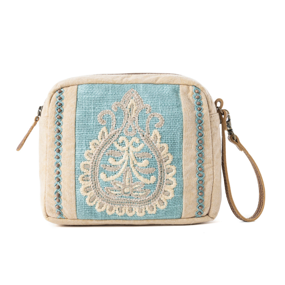 Pochette en toile Azure Dune coloris beige vintage