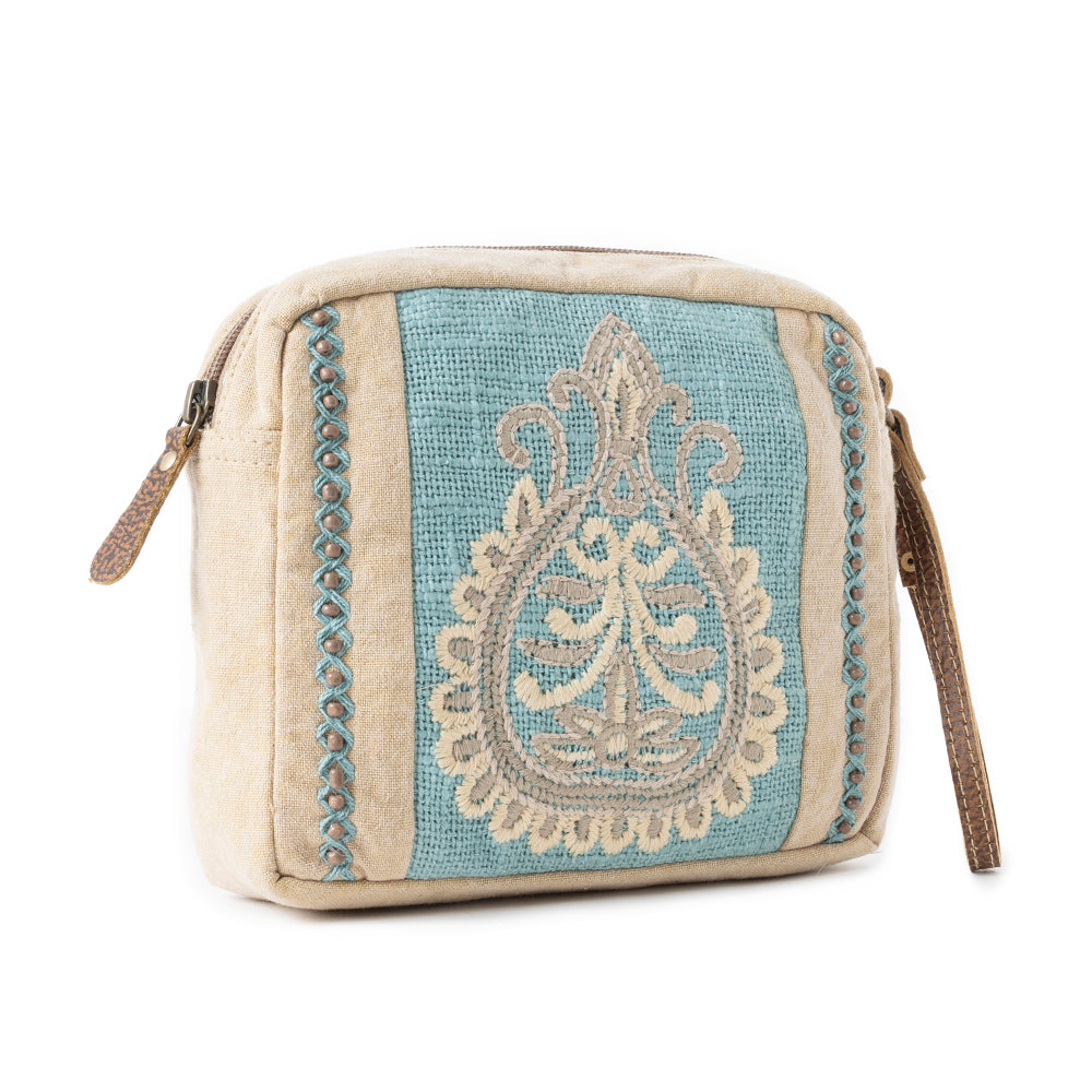 Pochette en toile Azure Dune coloris beige vintage