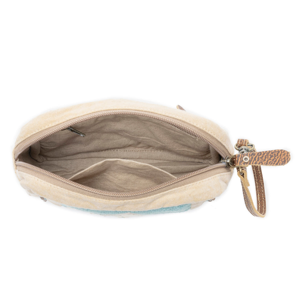 Pochette en toile Azure Dune coloris beige vintage