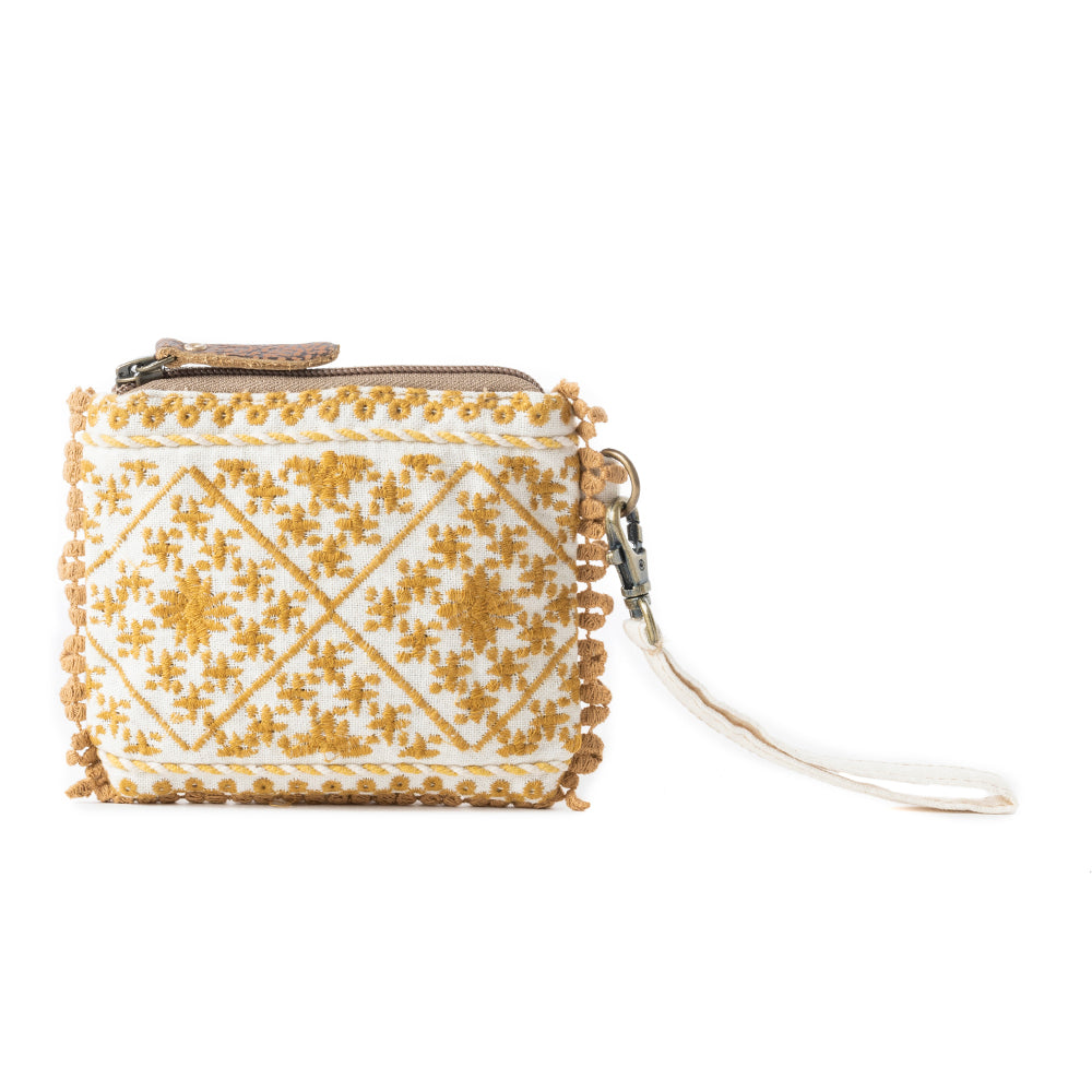 Sac pochette tissé Savanna Glow en Or Ensoleillé