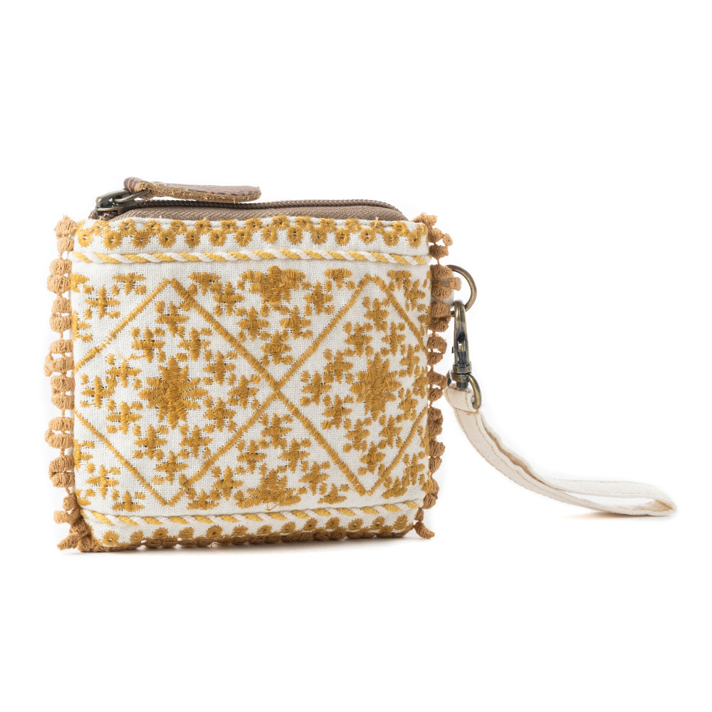 Sac pochette tissé Savanna Glow en Or Ensoleillé
