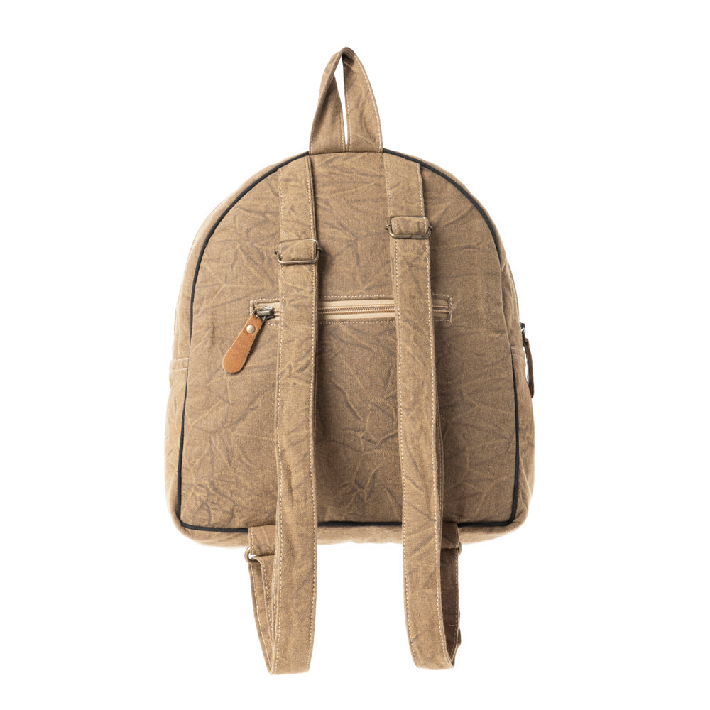 Sac à dos en toile recyclée Boho Cosmique Taupe Vintage