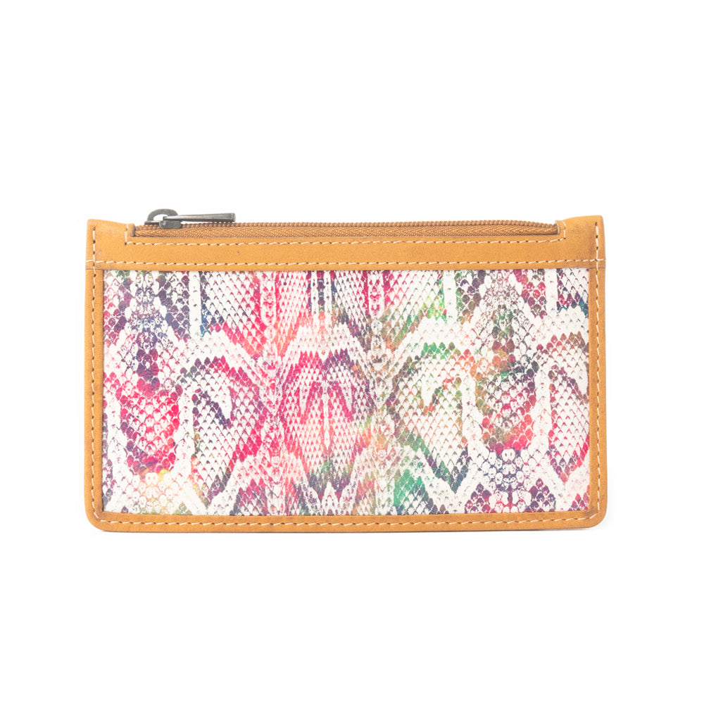 Étui à cartes de crédit en cuir Prism Bloom rose sauvage