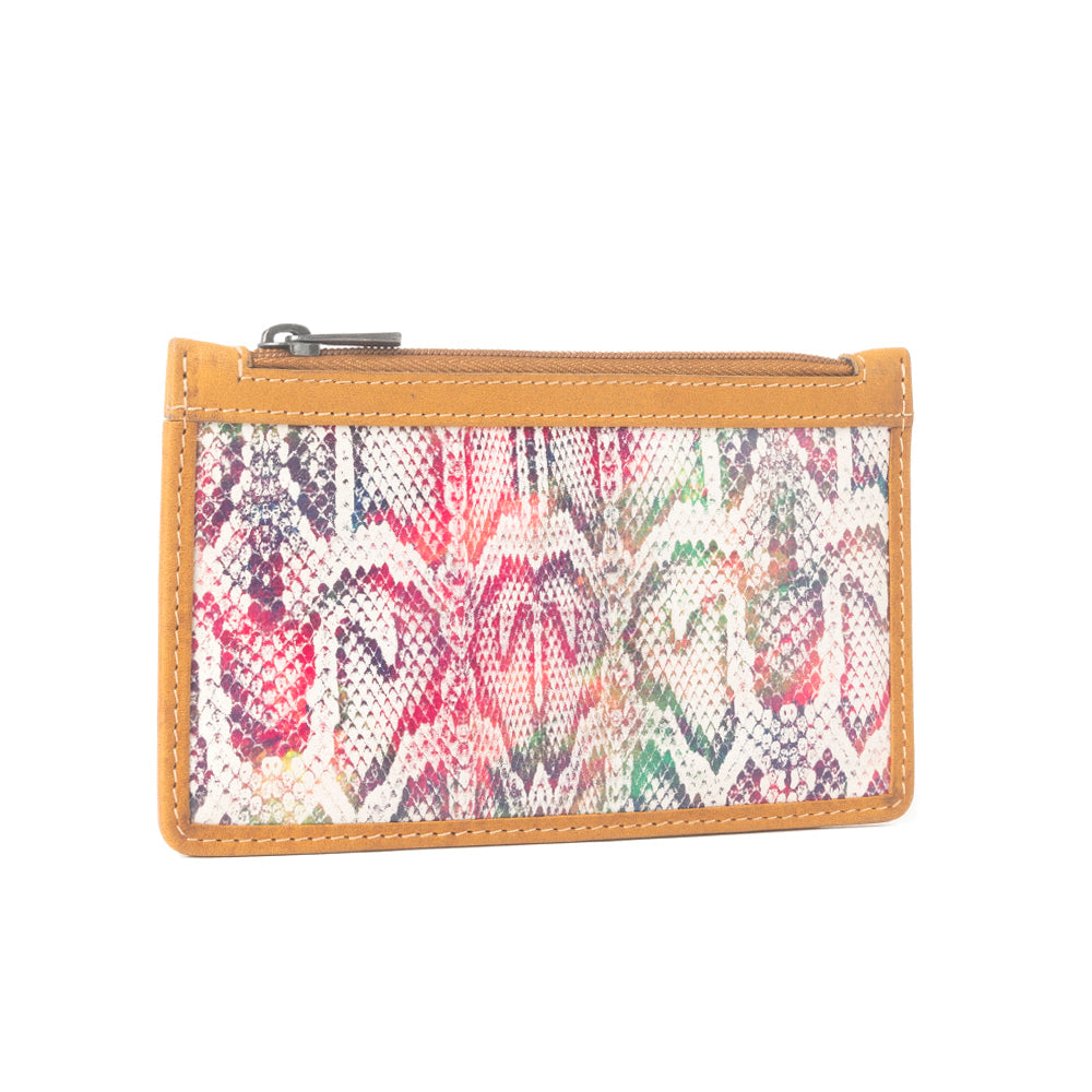 Étui à cartes de crédit en cuir Prism Bloom rose sauvage