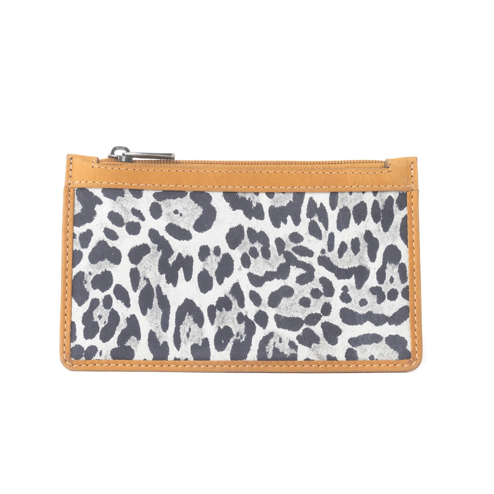 Porte-cartes de crédit en cuir imprimé léopard Savannah Chic