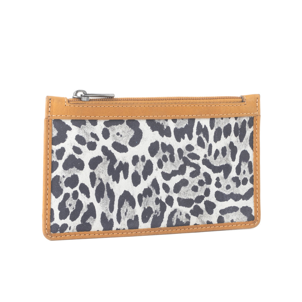 Porte-cartes de crédit en cuir imprimé léopard Savannah Chic