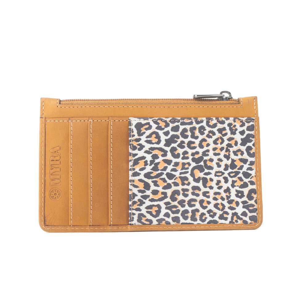 Porte-cartes de crédit en cuir imprimé léopard Savannah Chic