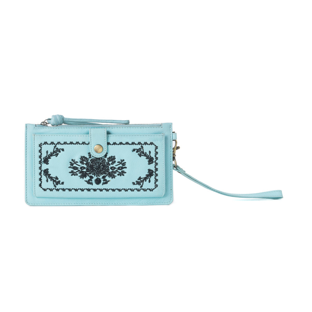 Portefeuille en cuir Azure Mesa bleu rodéo