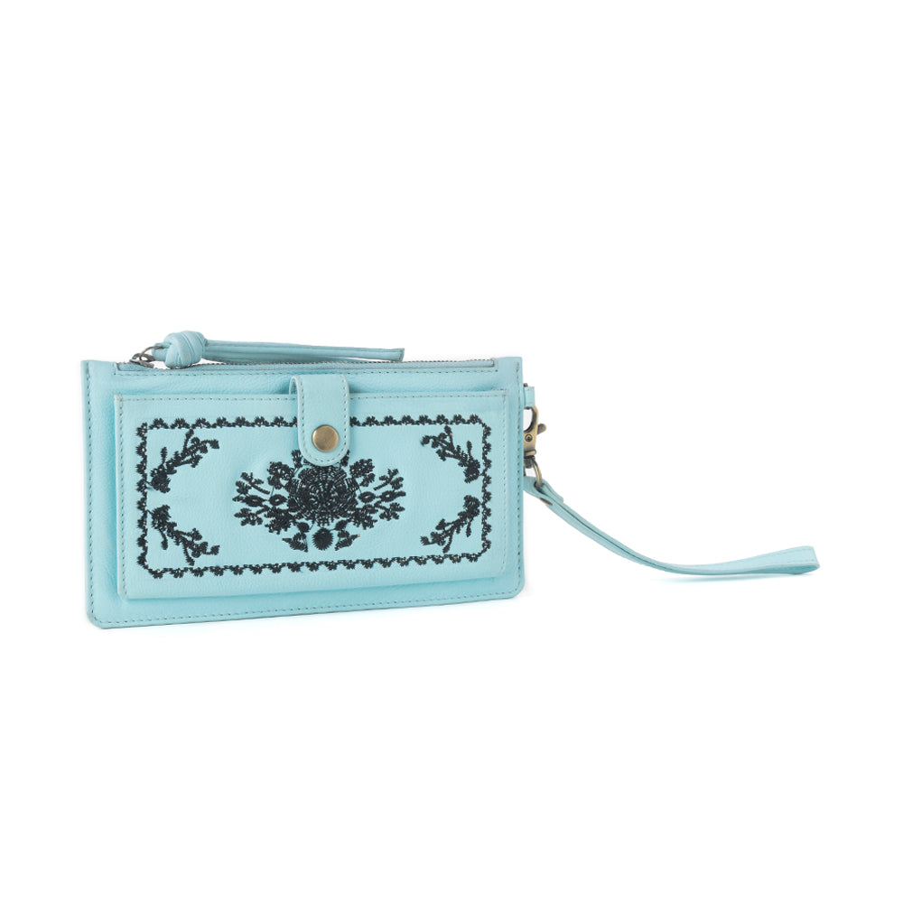 Portefeuille en cuir Azure Mesa bleu rodéo
