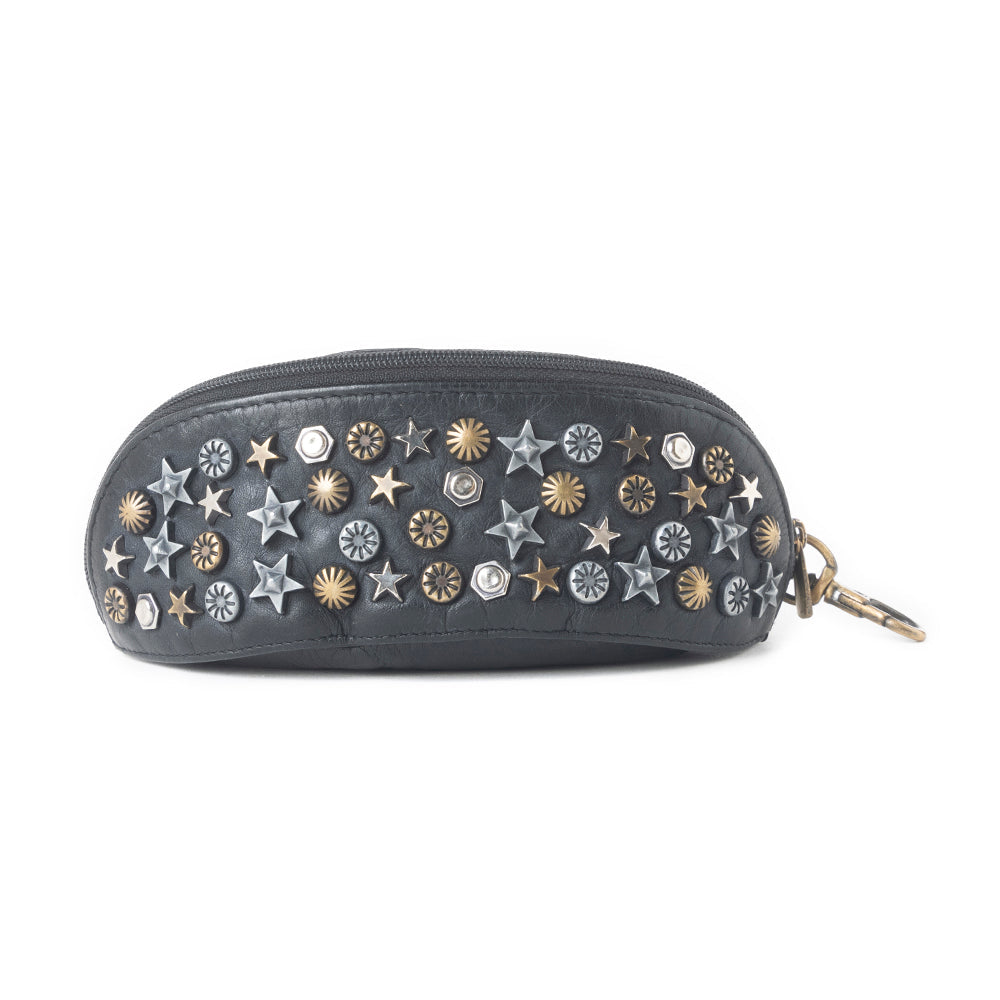 Étui à lunettes en cuir Myra Eclipse Charm noir nuit