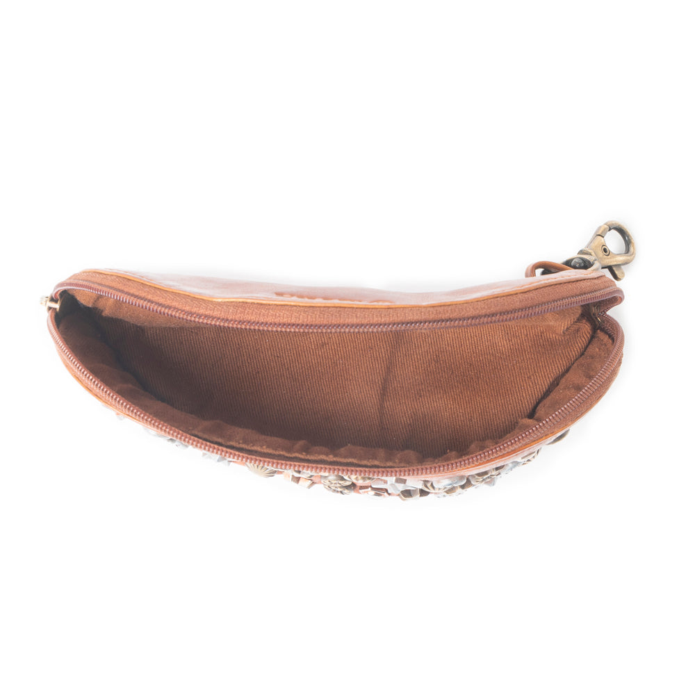 Étui à lunettes en cuir Myra Eclipse Charm marron