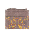 Porte-cartes brodé Cactus Sky Western en marron