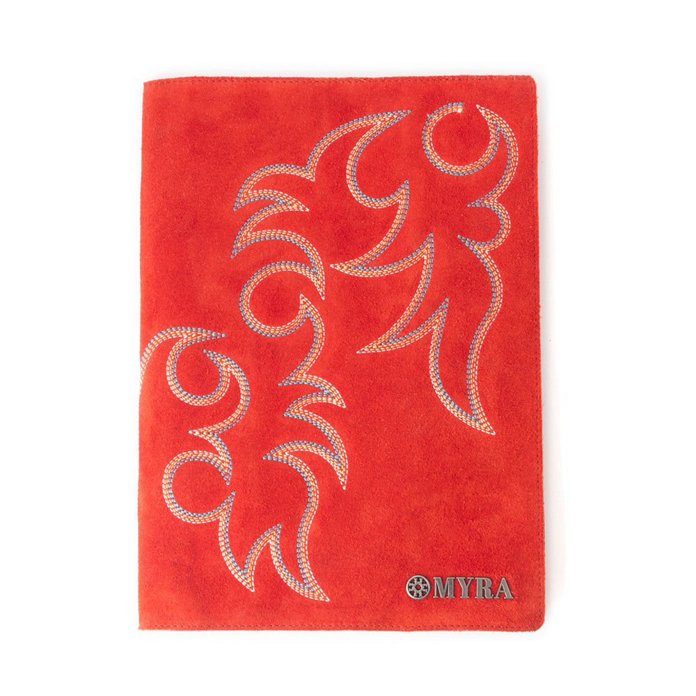 Journal en cuir brodé Texas Blaze en rouge écarlate