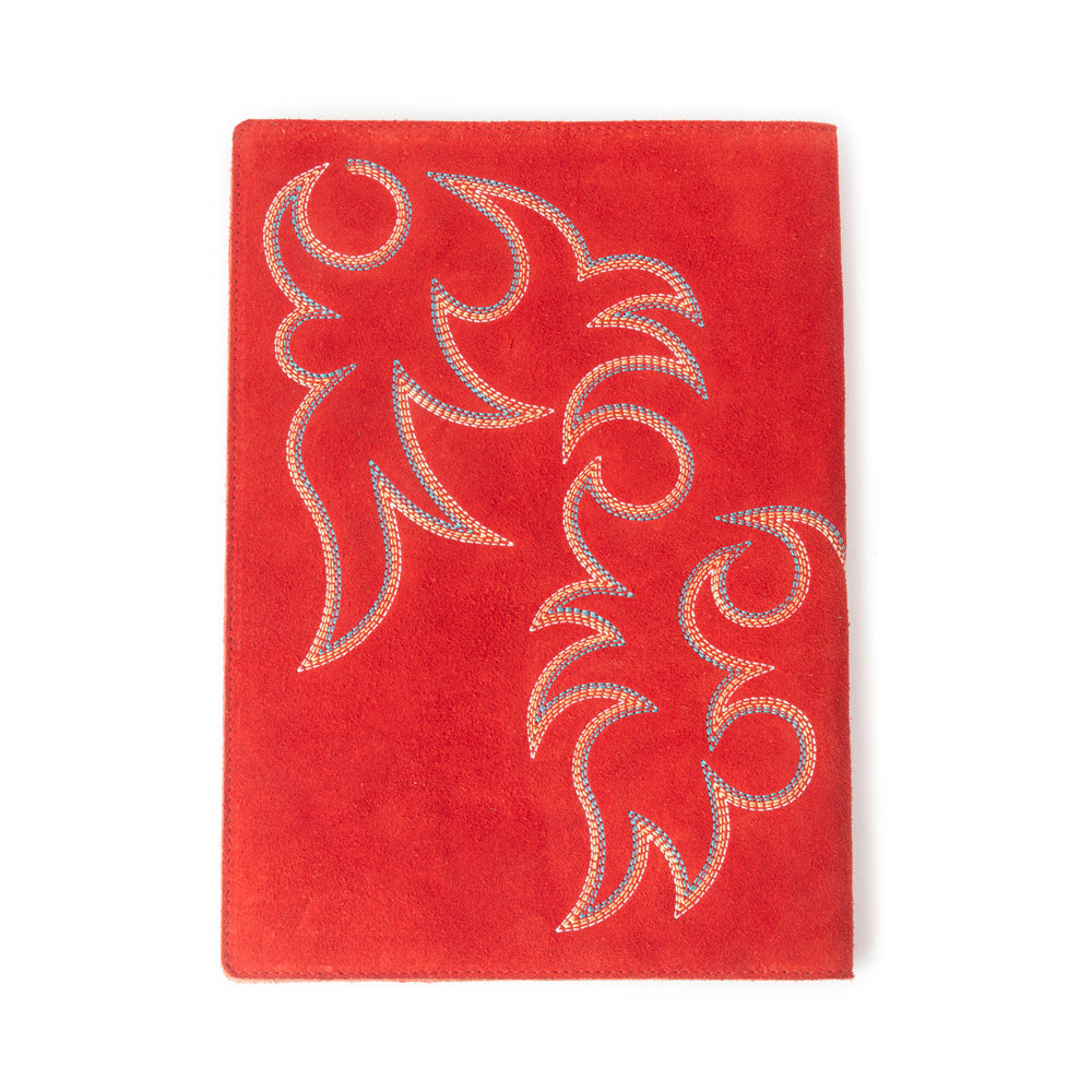 Journal en cuir brodé Texas Blaze en rouge écarlate