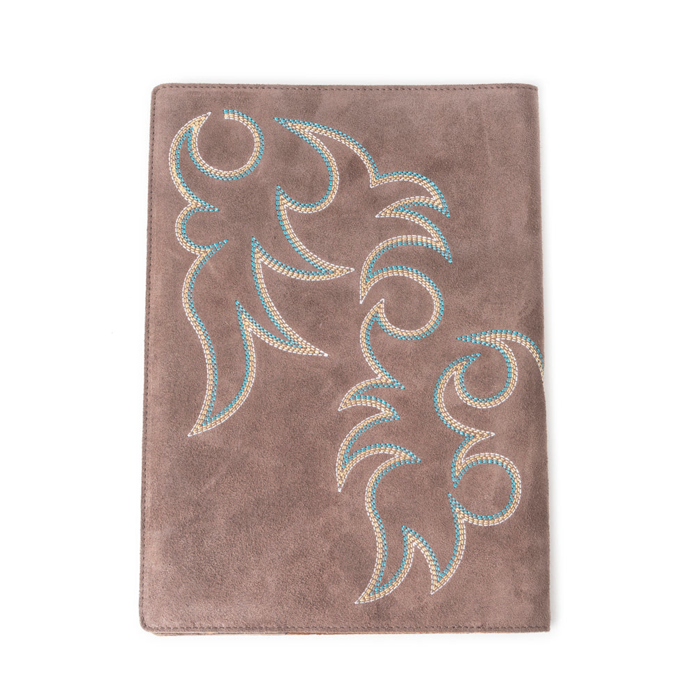 Journal en cuir brodé Texas Blaze de couleur marron