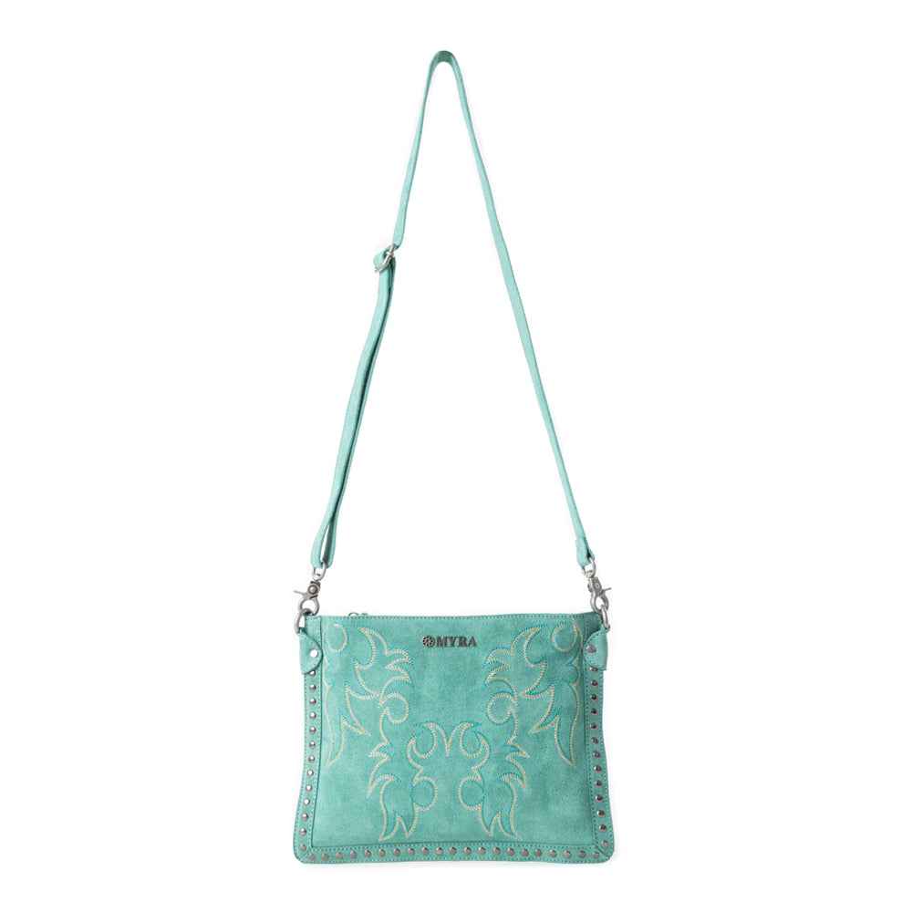 Sac en cuir brodé Texas Rose Western turquoise