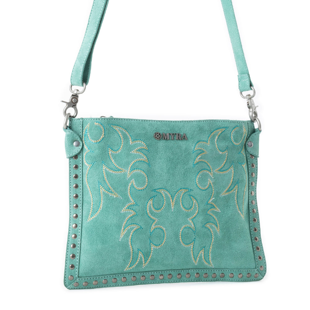 Sac en cuir brodé Texas Rose Western turquoise