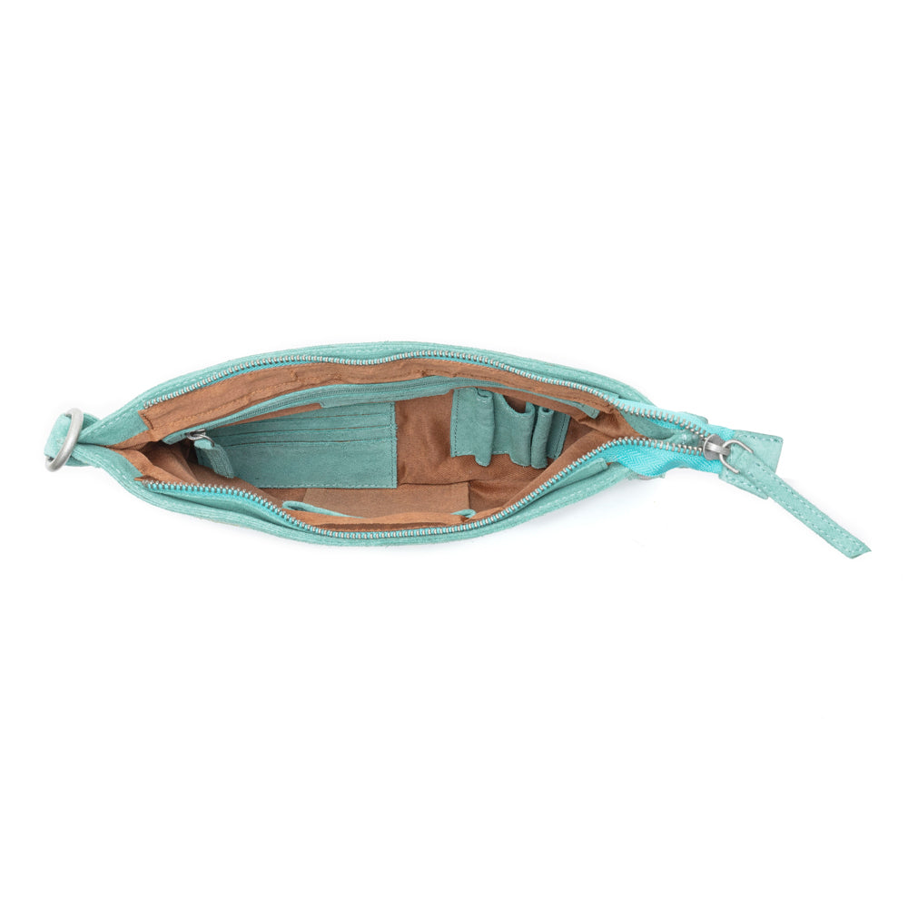 Sac en cuir brodé Texas Rose Western turquoise