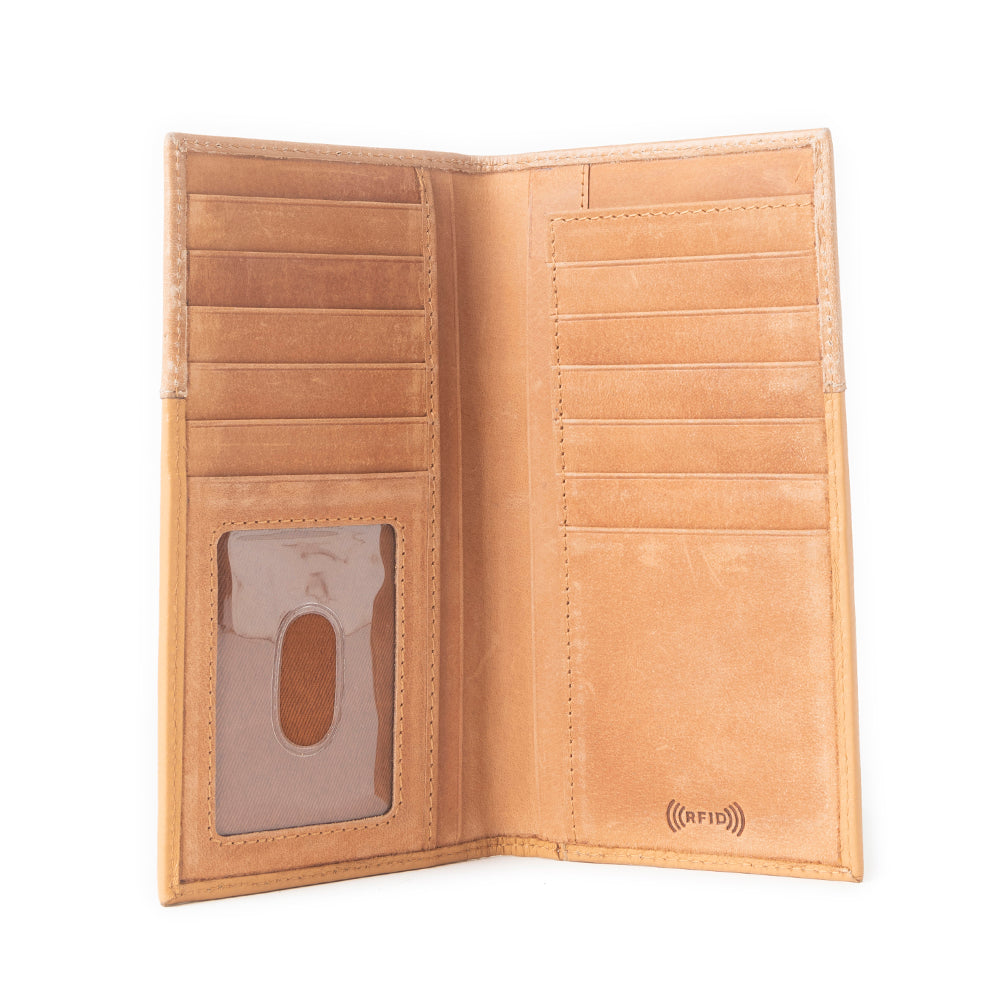 Portefeuille en cuir repoussé Silvermark, couleur tan doré