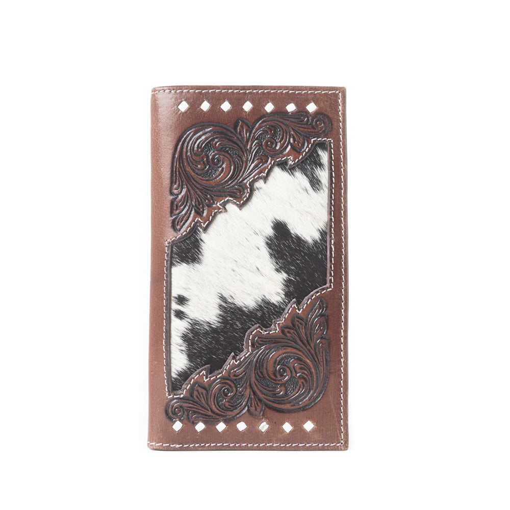 Portefeuille Blackhoof en cuir ciselé avec finition poil de vache "Midnight Smoke"