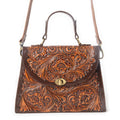 Sac en cuir repoussé Savannah en marron foncé