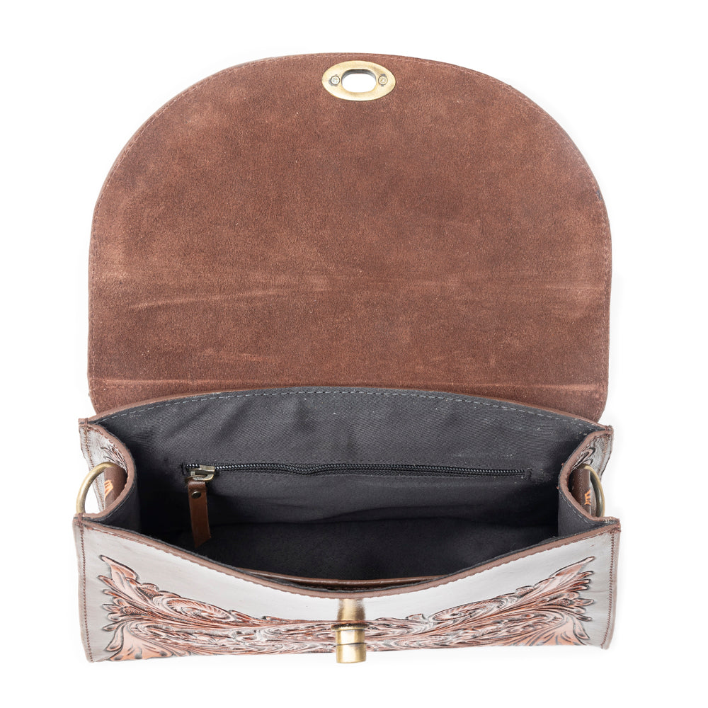 Sac en cuir repoussé Savannah en marron foncé