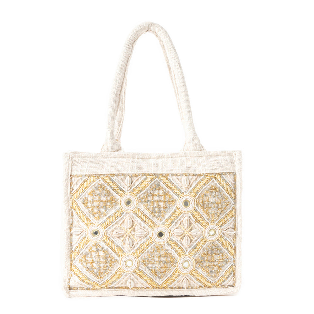 Sac en toile Gypsy Lace blanc bohème