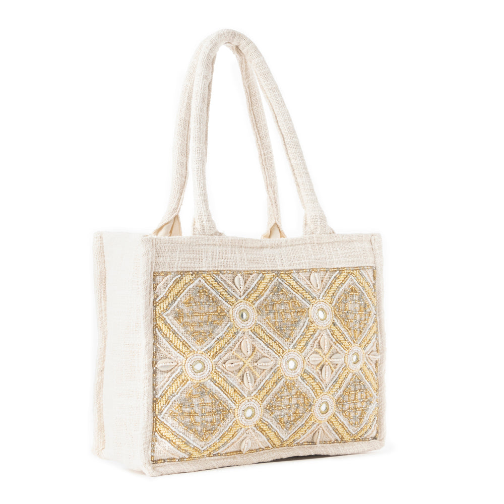 Sac en toile Gypsy Lace blanc bohème