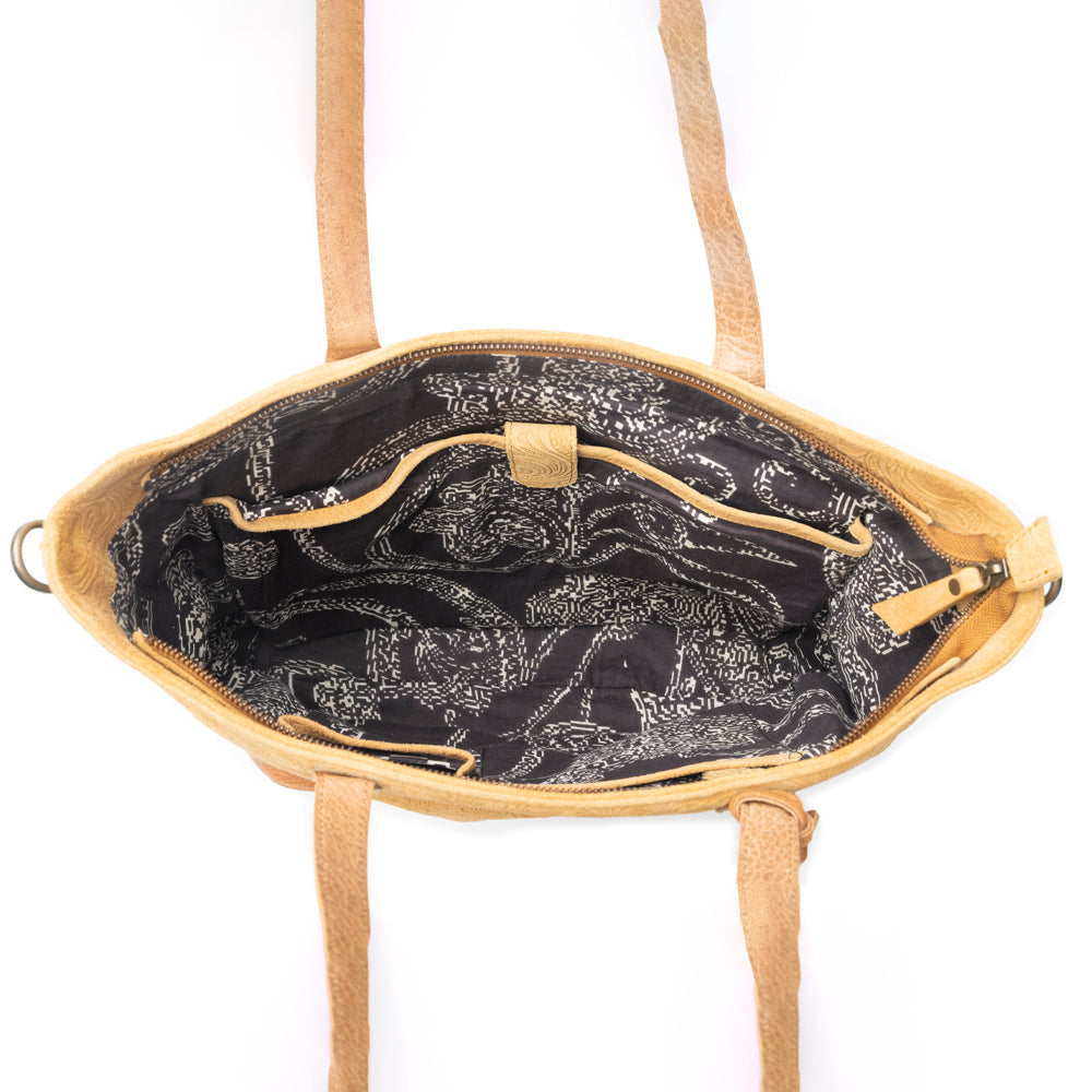 Sac en cuir Amber Dune, couleur moutarde rustique