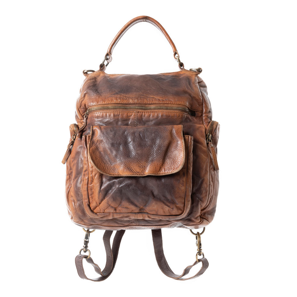 Sac à dos en cuir Sherif's Dusk marron fumé