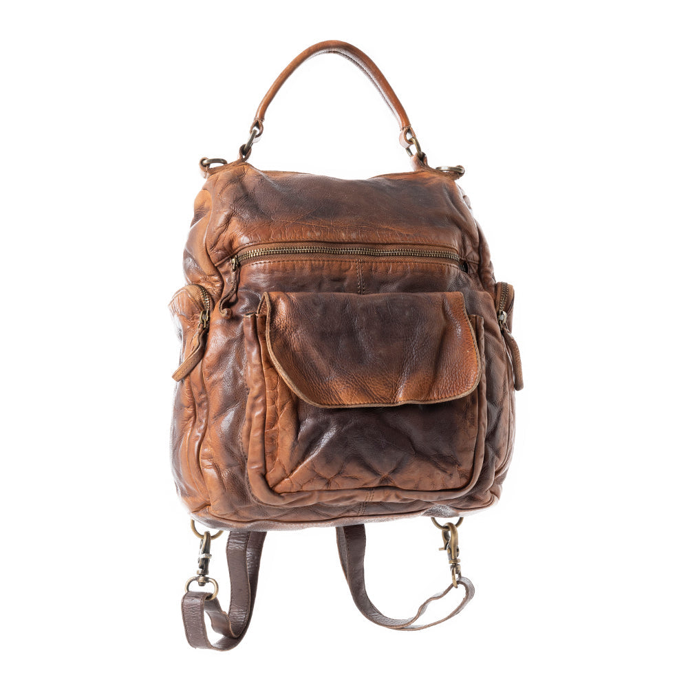 Sac à dos en cuir Sherif's Dusk marron fumé