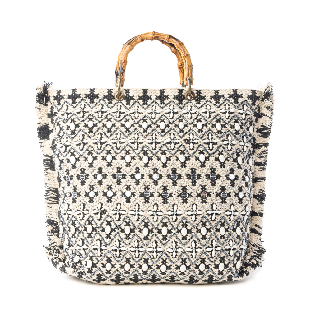 Sac fourre-tout Myra Starlit Loom brodé main Twilight Sand