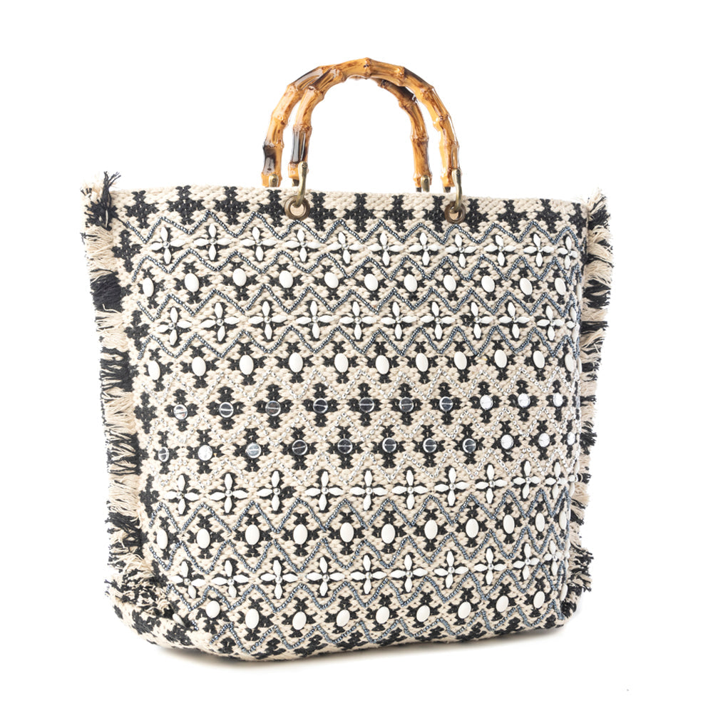 Sac fourre-tout Myra Starlit Loom brodé main Twilight Sand