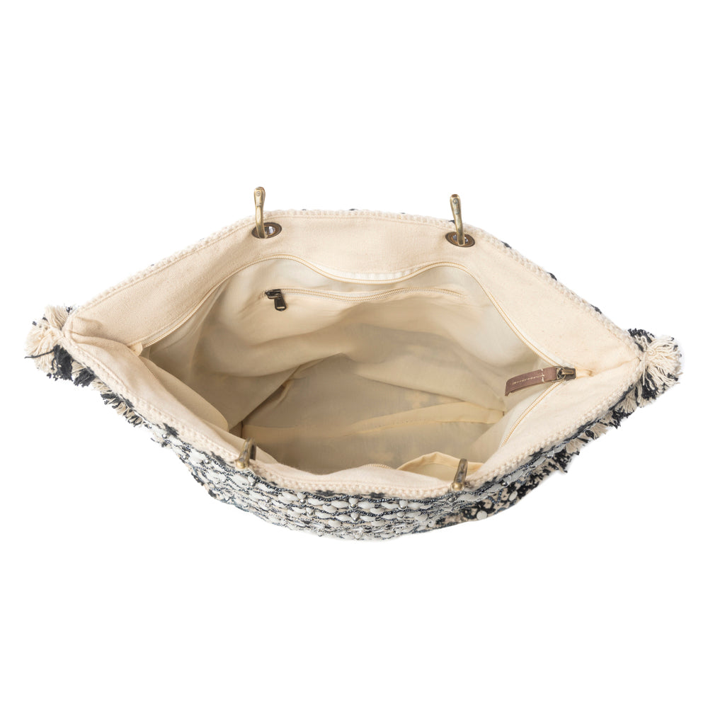 Sac fourre-tout Myra Starlit Loom brodé main Twilight Sand