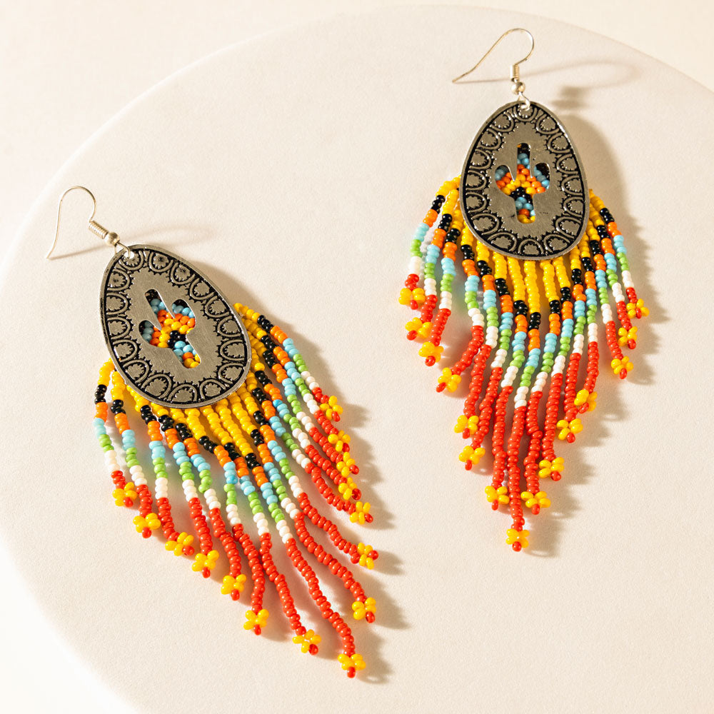 Boucles d'oreilles perlées Pueblo Glow Jaune Aube