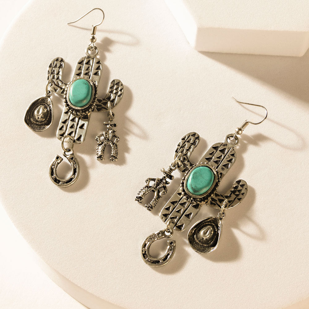 Boucles d'oreilles Cactus Charm en Argent Rodéo
