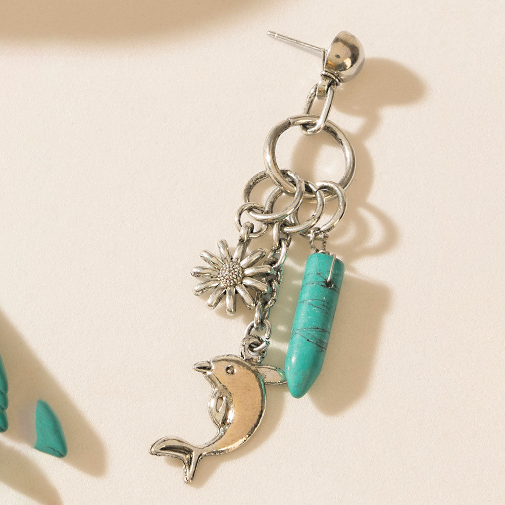 Boucles d'oreilles Laguna Luna en argent cyan