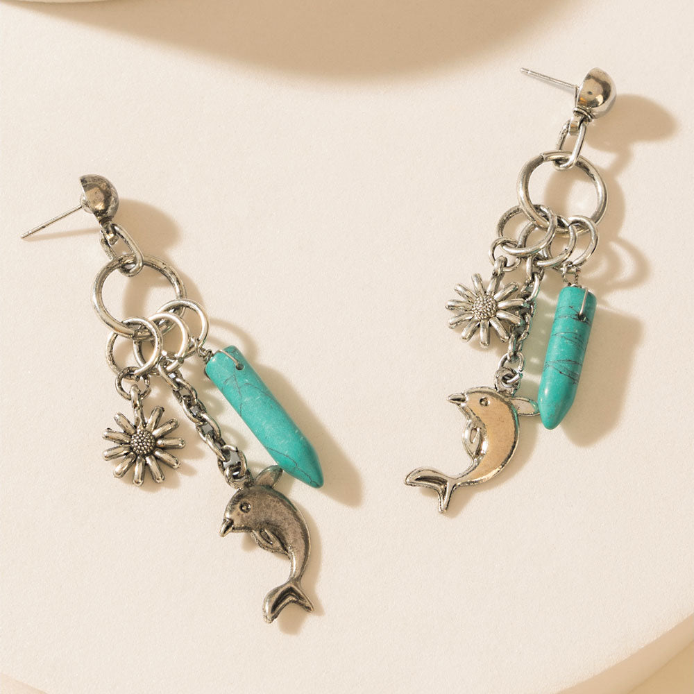 Boucles d'oreilles Laguna Luna en argent cyan