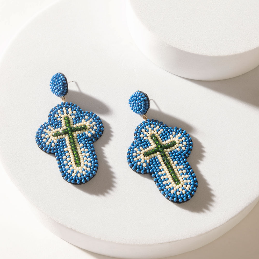 Boucles d'oreilles Myra Trinity Plains bleues « Sunday »