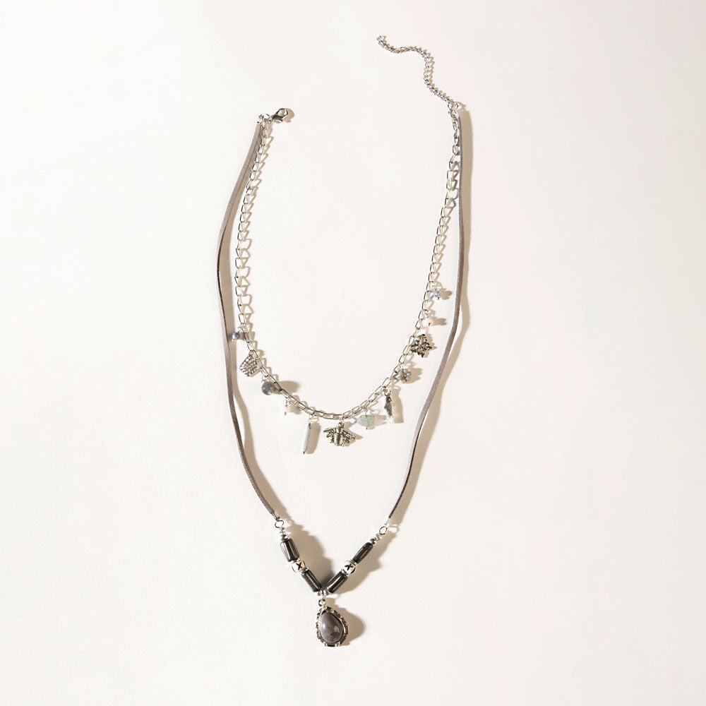 Collier « Vœu du Vagabond » en argent charbon