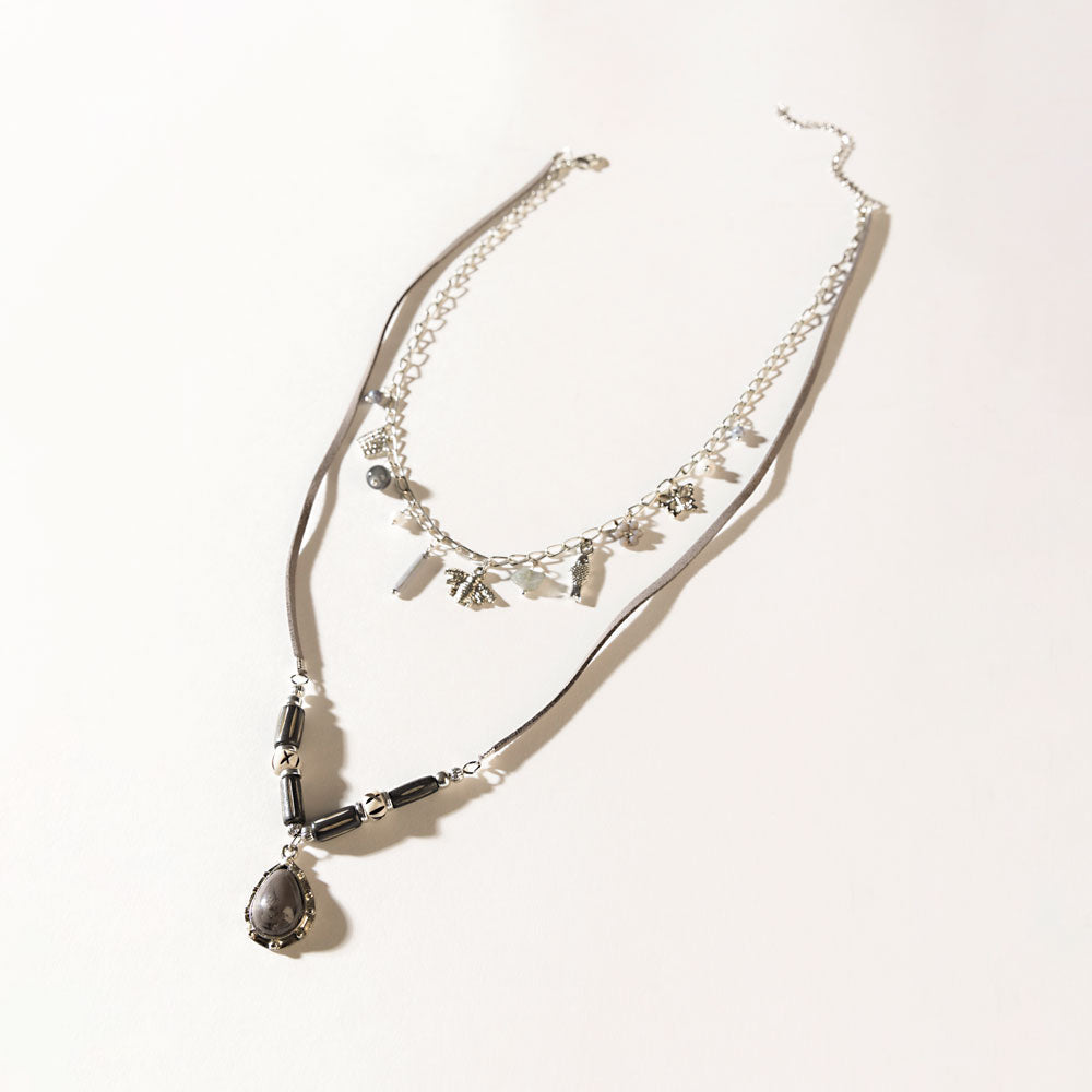 Collier « Vœu du Vagabond » en argent charbon