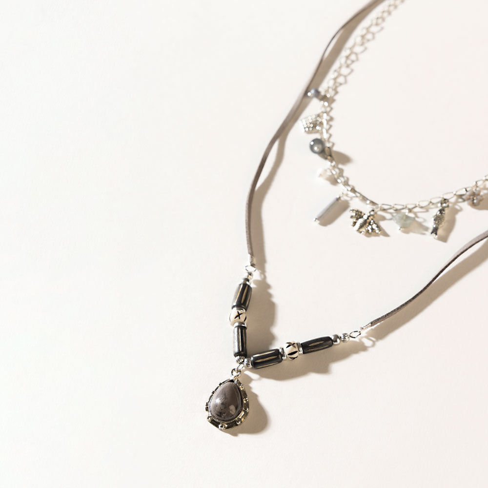 Collier « Vœu du Vagabond » en argent charbon