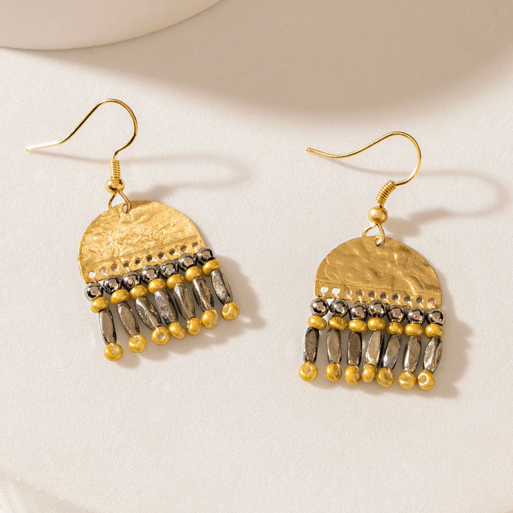 Boucles d'oreilles Myra Demi-lune Fleur en Laiton Prairie